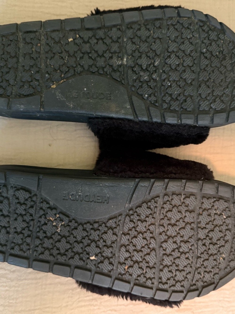 Heydude Hey Dude Black Faux Fur Slide Sandals Slippers with Leopard Insole - Picture 2 of 4